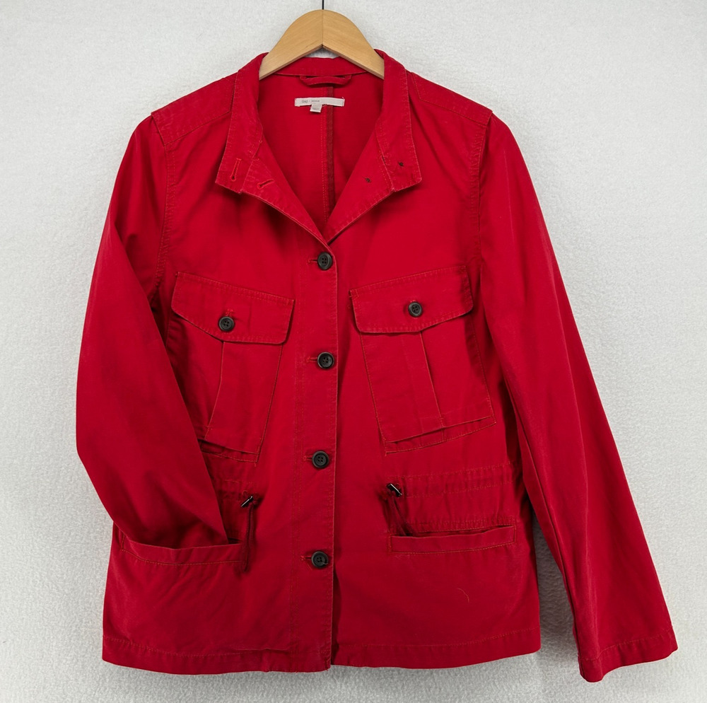 GAP Jacket Womens M Twill Field Safari Utility Button Front Cotton Red